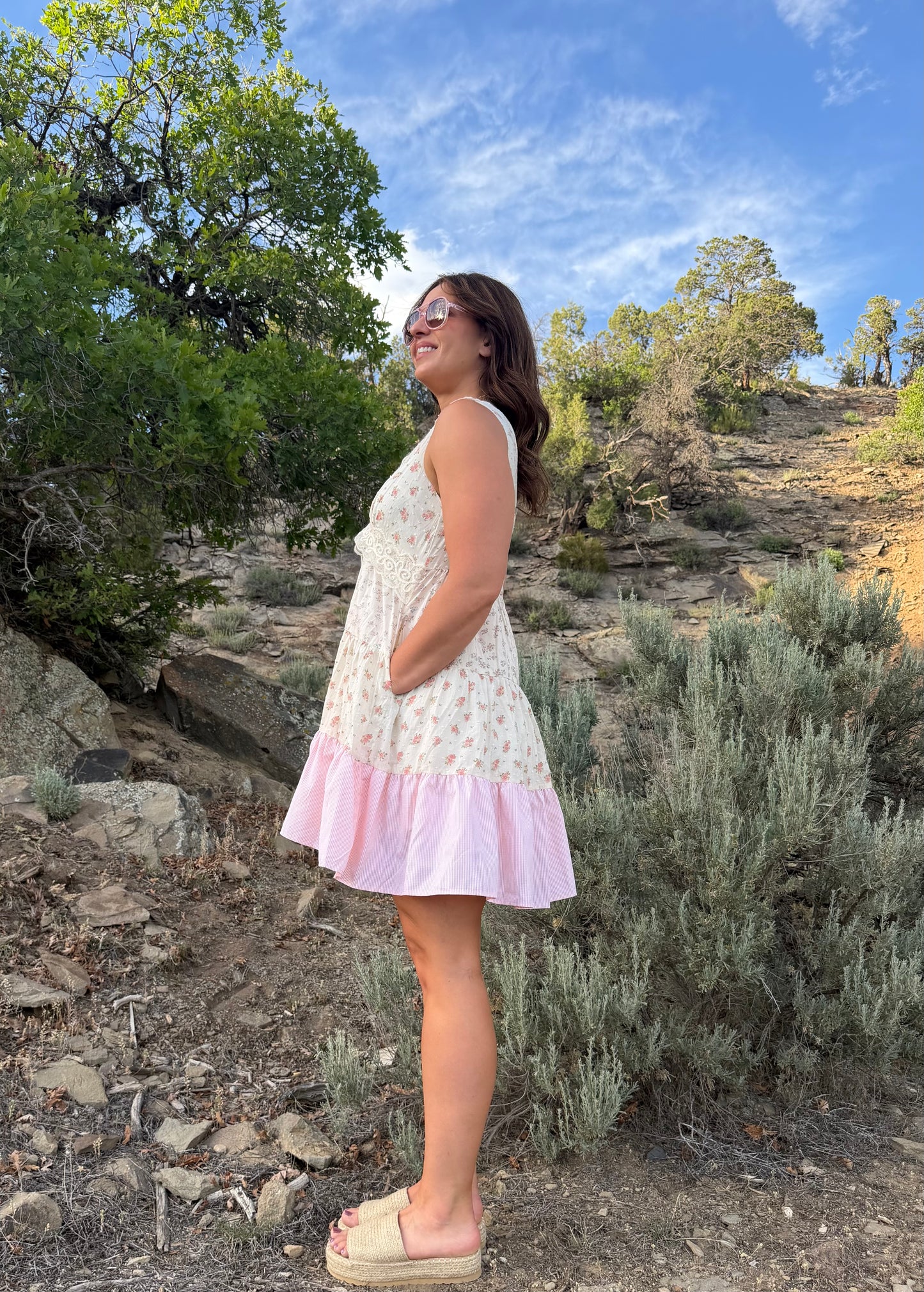 MULTI PRINT LACE DRESS