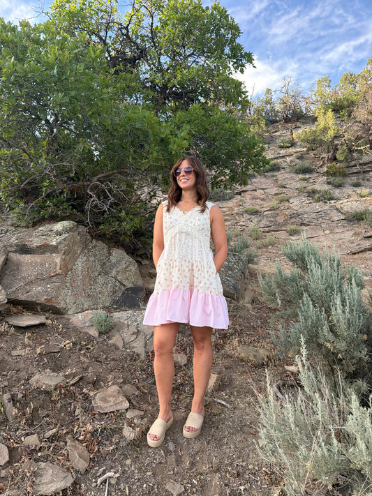 MULTI PRINT LACE DRESS
