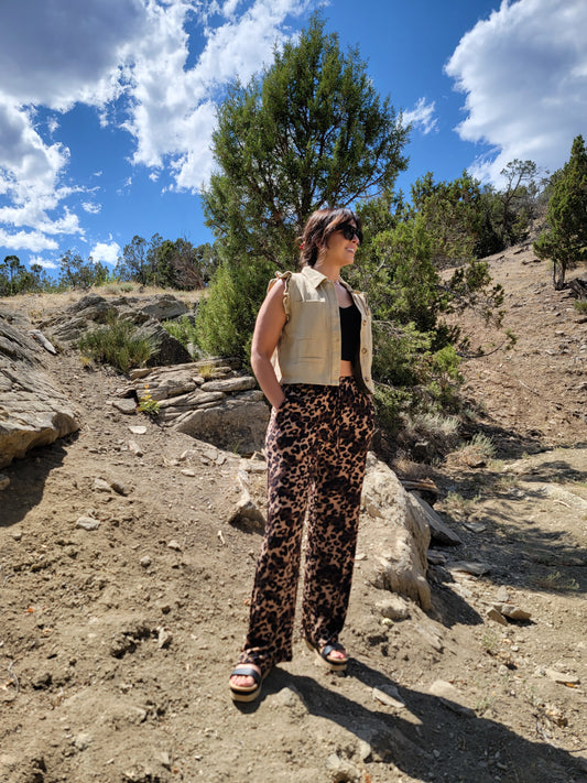 RUFFLE DETAIL TWILL VEST