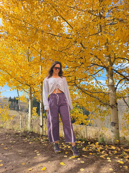 SPORTY STRIPE BARREL LEG PANTS