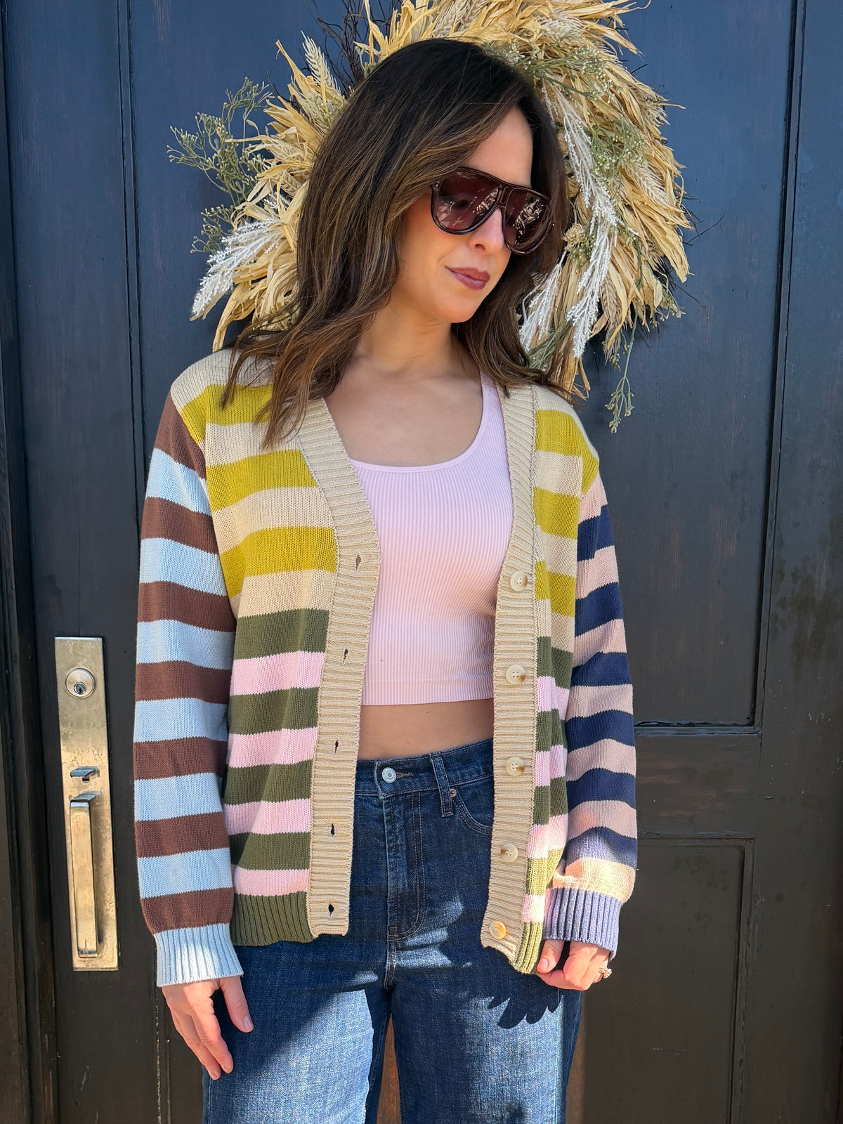 PLAYFUL MULTI COLOR STRIPE CARDIGAN