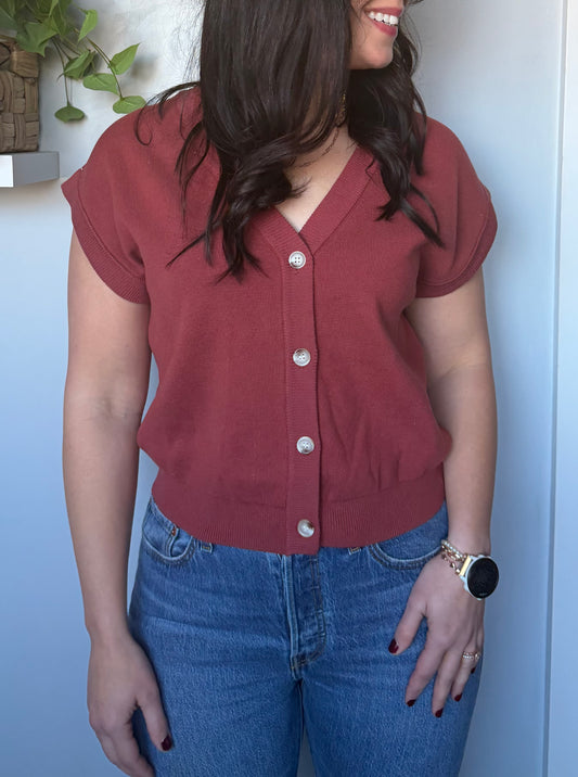 COTTON BUTTON-DOWN SWEATER VEST