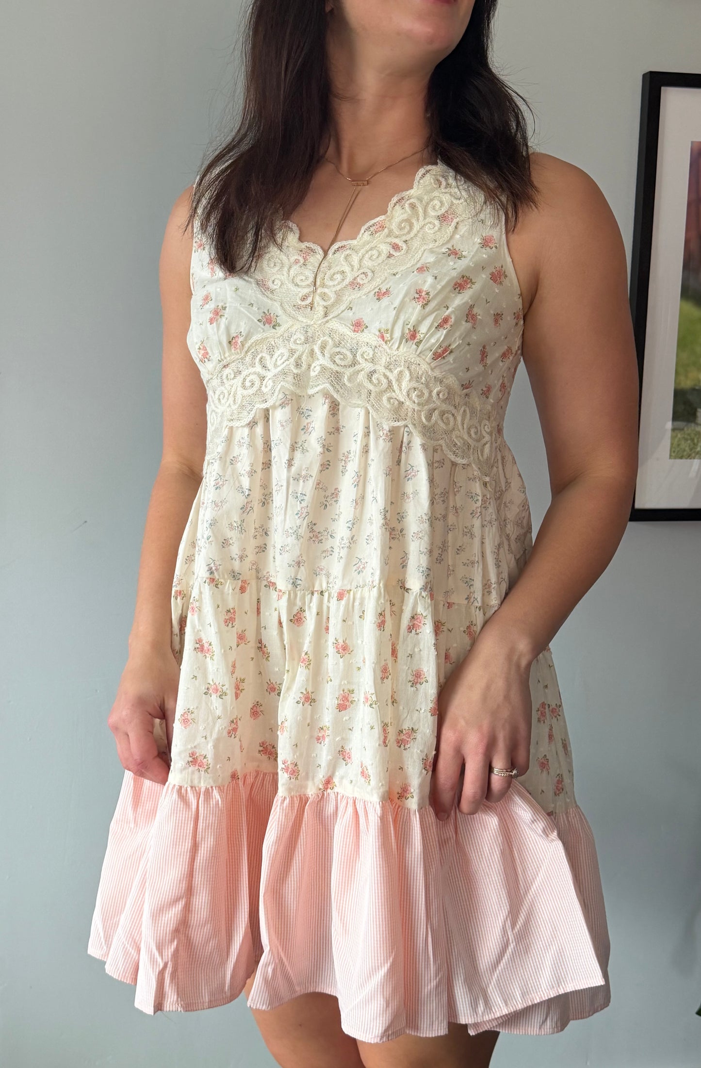 MULTI PRINT LACE DRESS