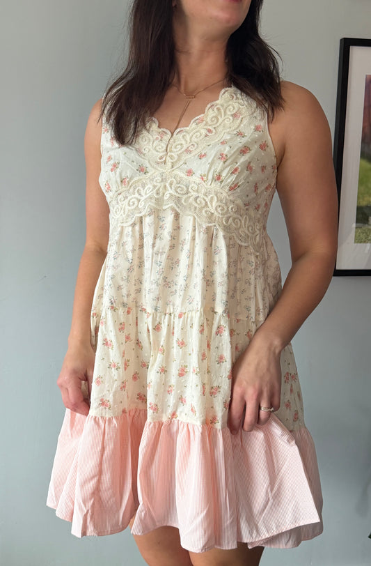 MULTI PRINT LACE DRESS