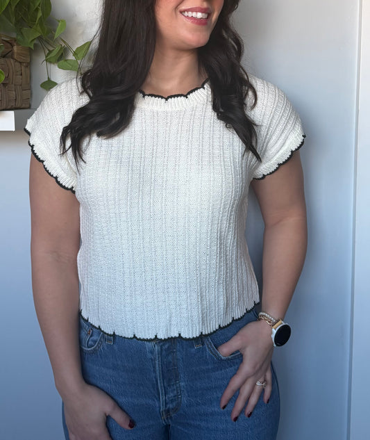 Scallop Edge Sweater Top