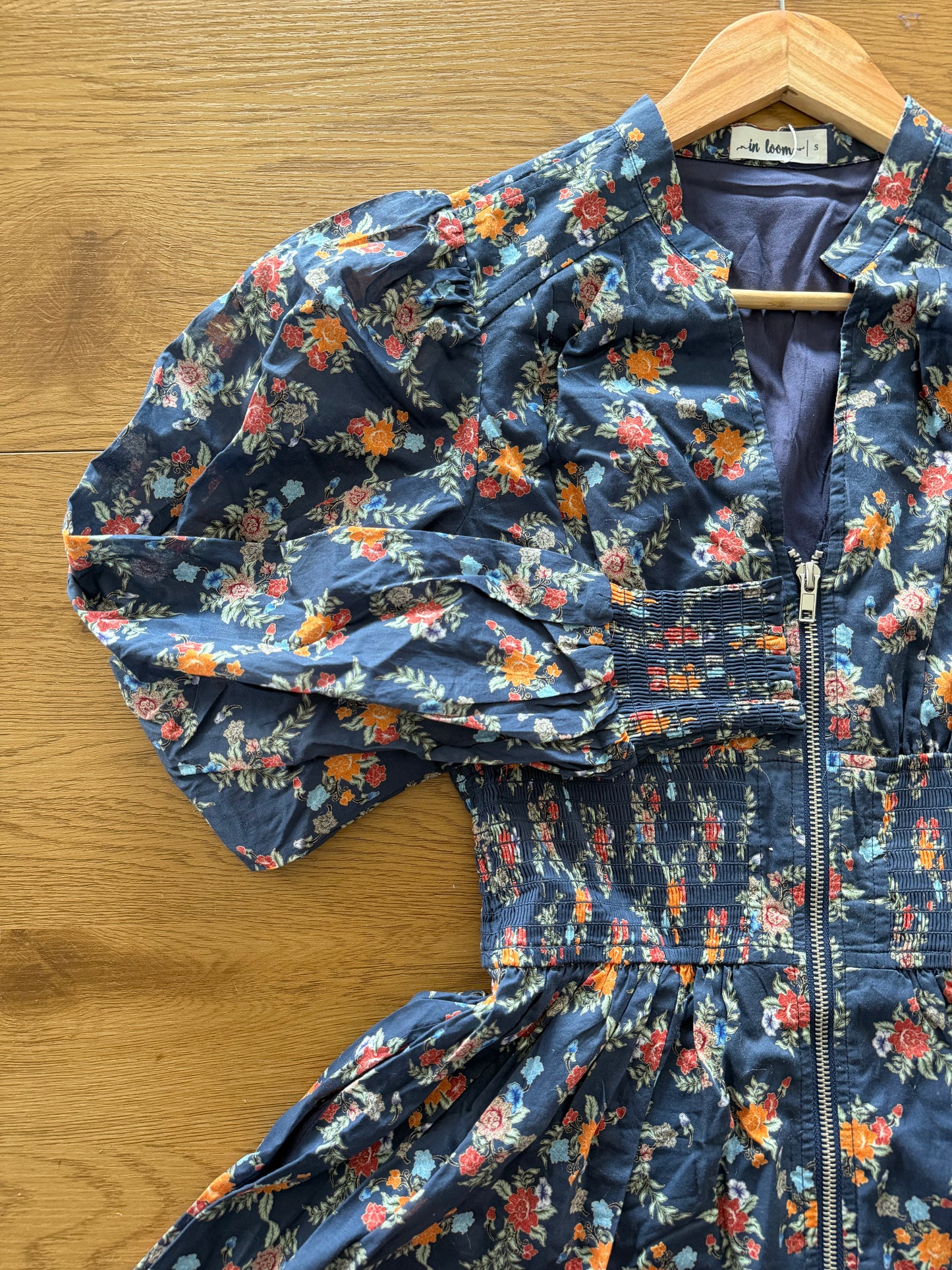 ZIPPERED FLORAL MINI DRESS