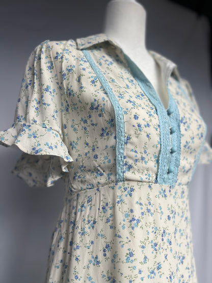 VISCOSE FLORAL COLLAR DRESS