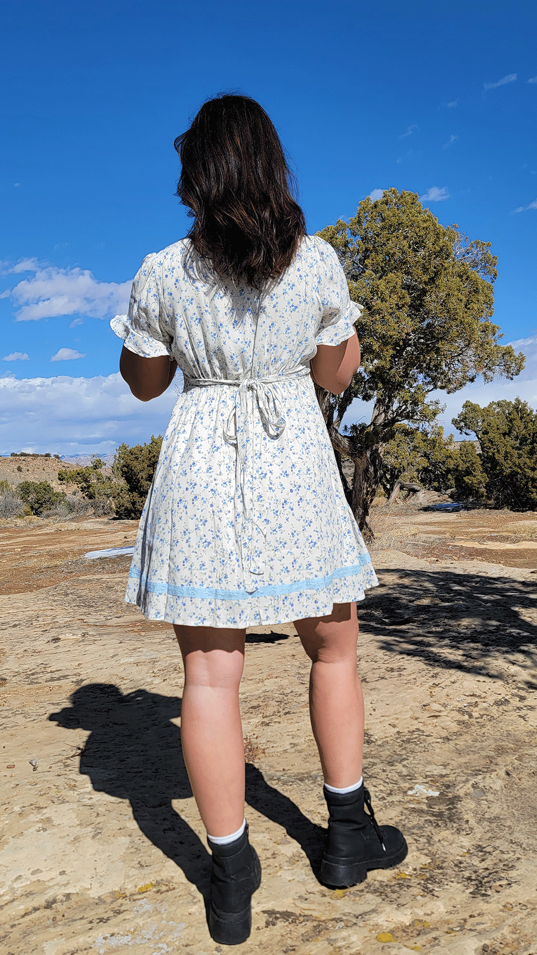 VISCOSE FLORAL COLLAR DRESS