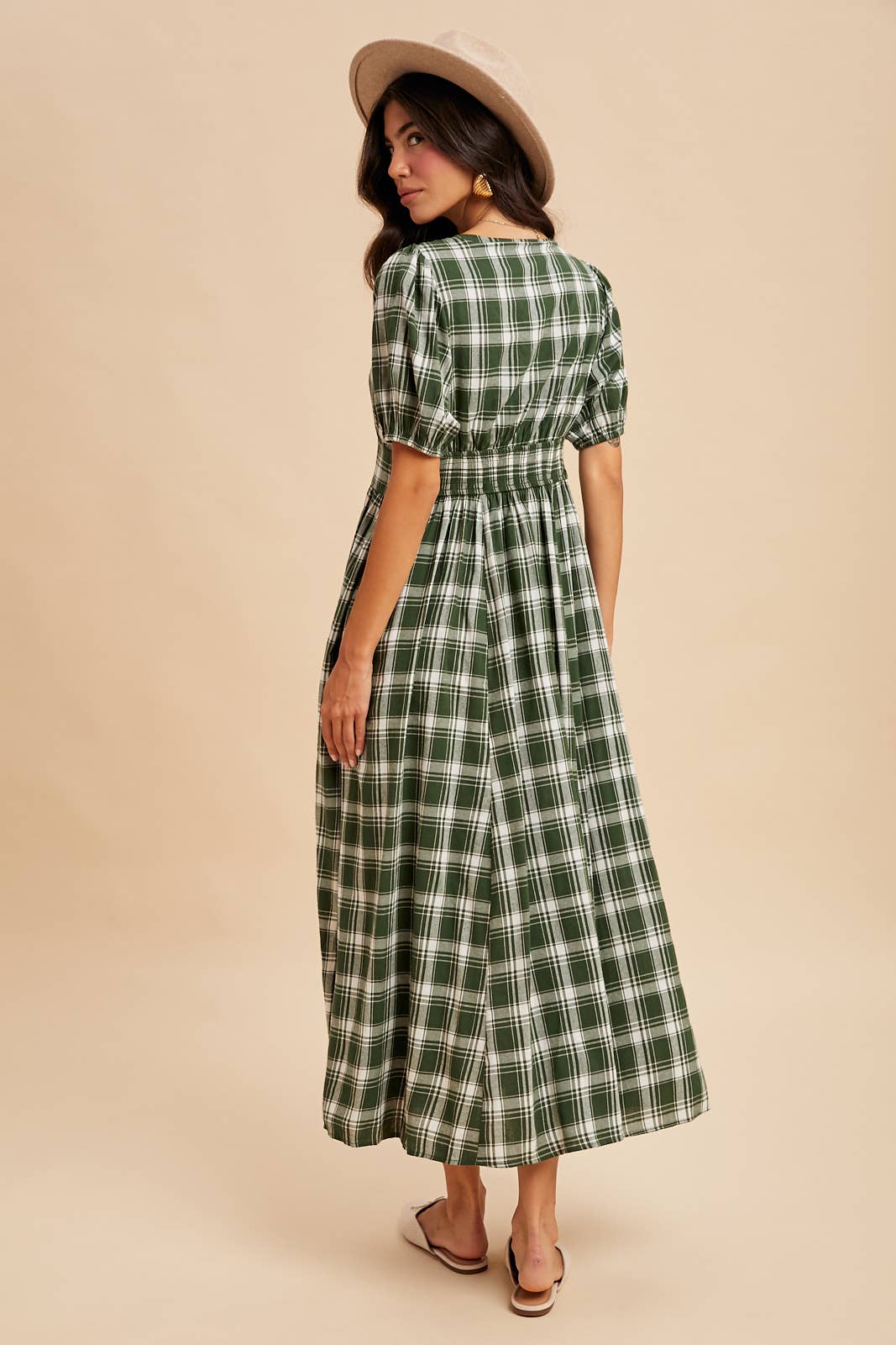 PLAID BUTTON DOWN MAXI DRESS