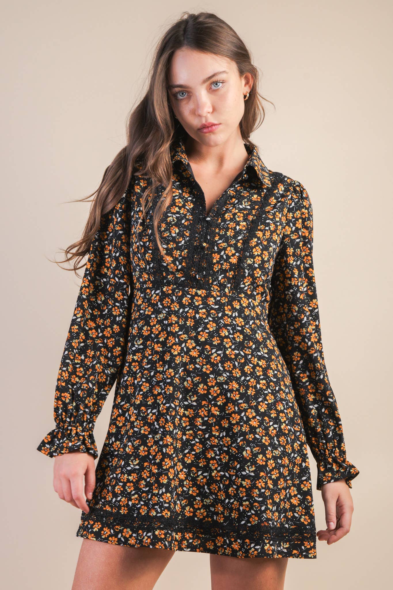 Floral Collared Mini Dress