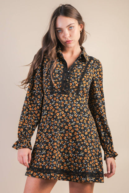 Floral Collared Mini Dress