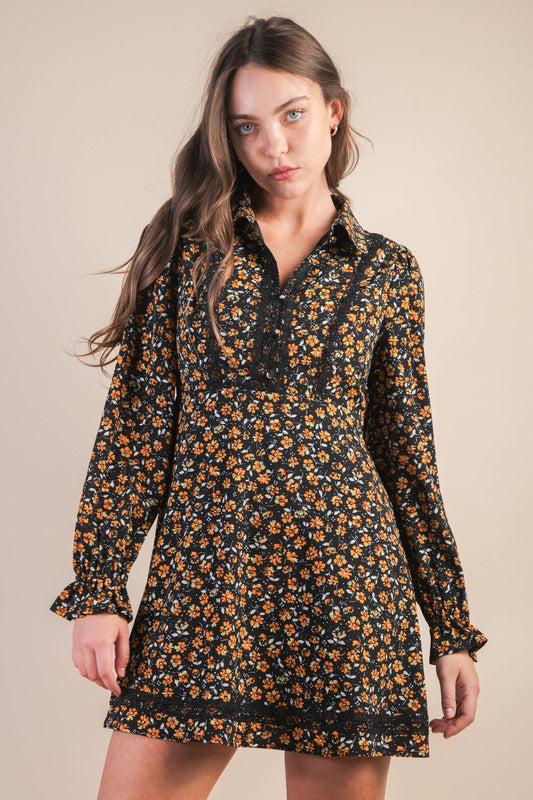 Floral Collared Mini Dress