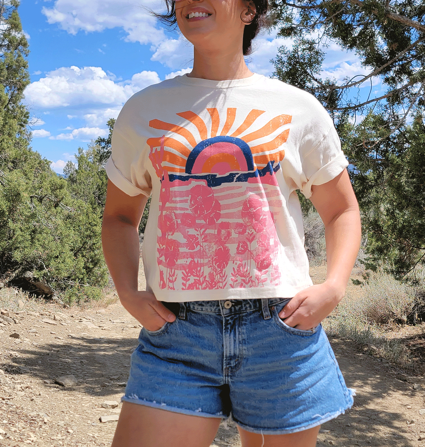 Sunrise Graphic Crop Tee
