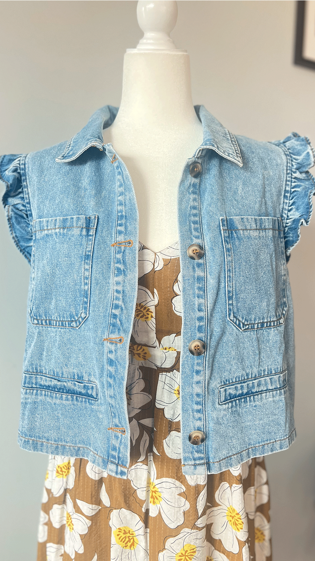 RUFFLE DENIM VEST